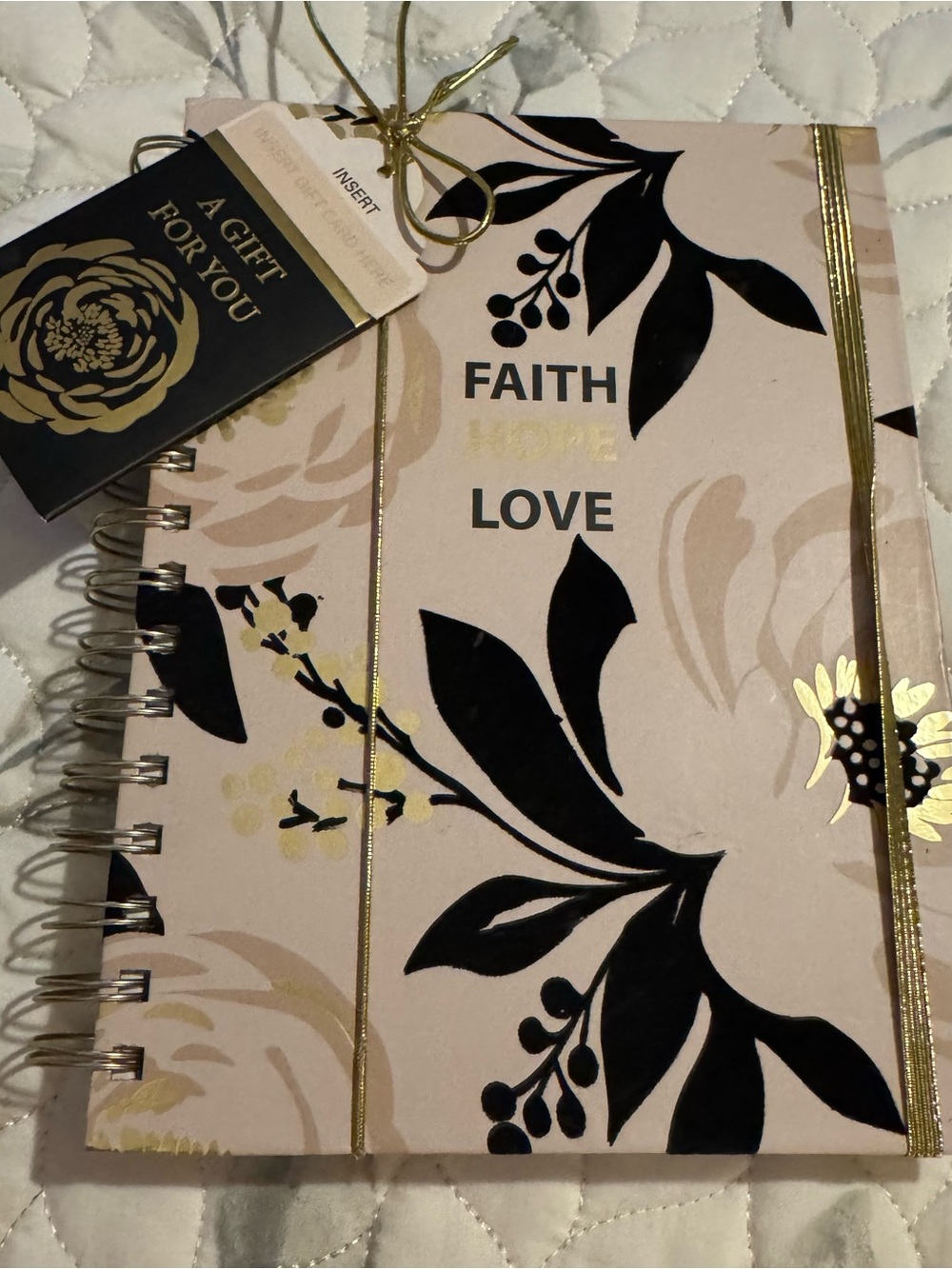 NWT Tahari Home Faith Hope Love Floral Spiral Journal Notebook Gift Set